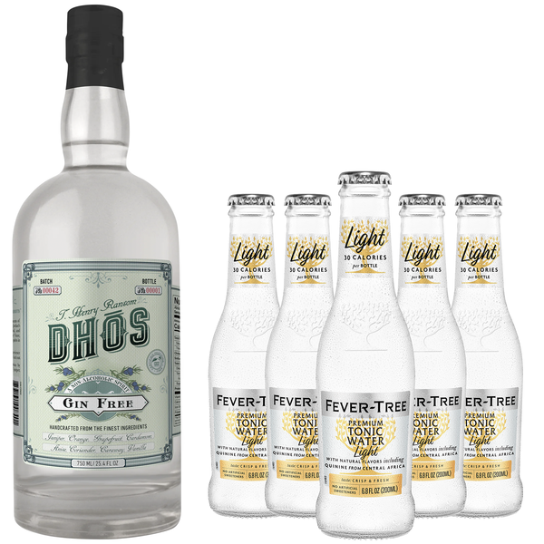 Dhōs Handcrafted Non-Alcoholic Gin w Fever Tree Light Tonic- Keto-Friendly, Zero Sugar, Zero Calories, Zero Proof - 750 ML - Perfect for Mocktails - Made in USA - GoDpsMusic