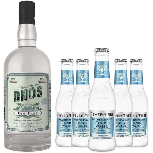 Dhōs Handcrafted Non-Alcoholic Gin w Fever Tree Mediterranean Tonic - Keto-Friendly, Zero Sugar, Zero Calories, Zero Proof - 750 ML - Perfect for Mocktails - Made in USA - GoDpsMusic