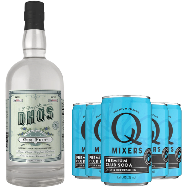 Dhōs Handcrafted Non-Alcoholic Gin w Q Mixers Club Soda - Keto-Friendly, Zero Sugar, Zero Calories, Zero Proof - 750 ML - Perfect for Mocktails - Made in USA - GoDpsMusic