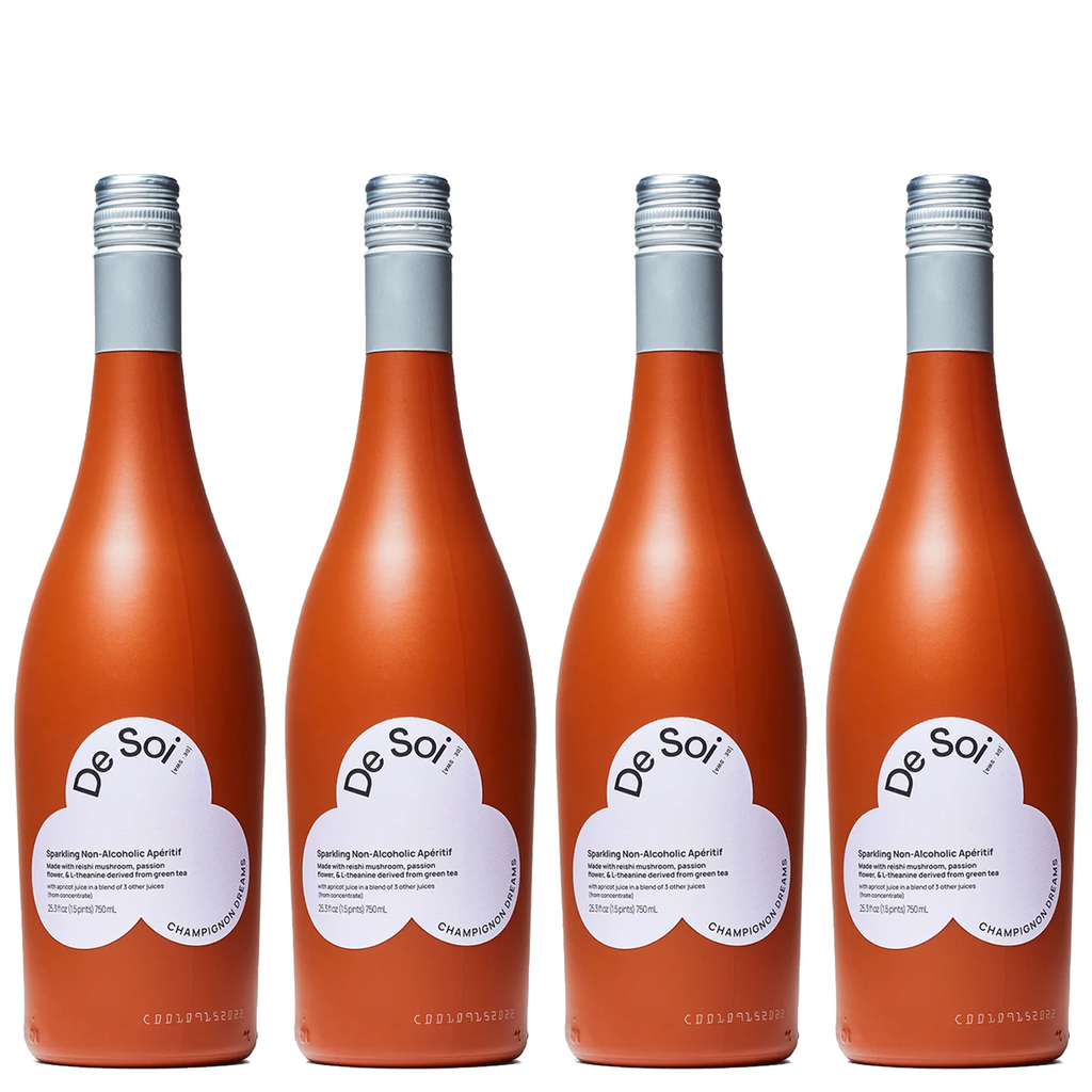 De Soi Champignon Dreams Non-Alcoholic Apertif by Katy Perry - Sparkling Adaptogen Beverage with Reishi Mushroom, Natural Botanics | Vegan & Gluten-Free | 750ml Bottle | 4 PACK - GoDpsMusic