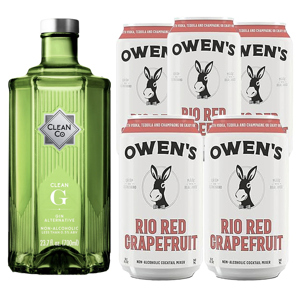 Clean Co Non-Alcoholic Gin Alternative 700ml Bottle - | with Premium Quality Owen’s Craft Mixers Rio Red Grapefruit