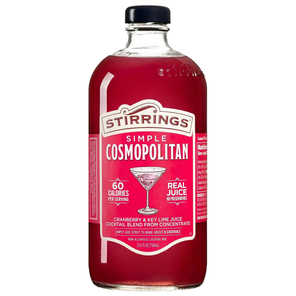 Stirrings Simple Cosmopolitan Cocktail Mix 750ml Bottles - Real Juice No Preservatives - 60 Calories - Drink Mixer