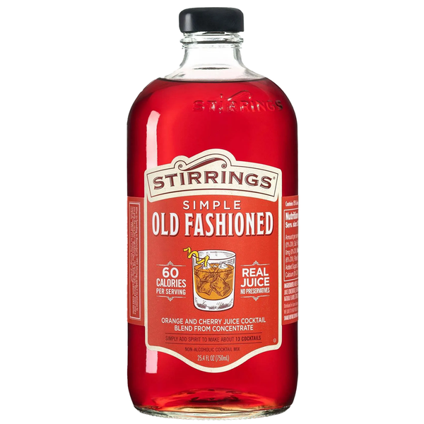 Stirrings Simple Old Fashioned Cocktail Mix 750ml Bottles - Real Juice No Preservatives - 60 Calories - Drink Mixer
