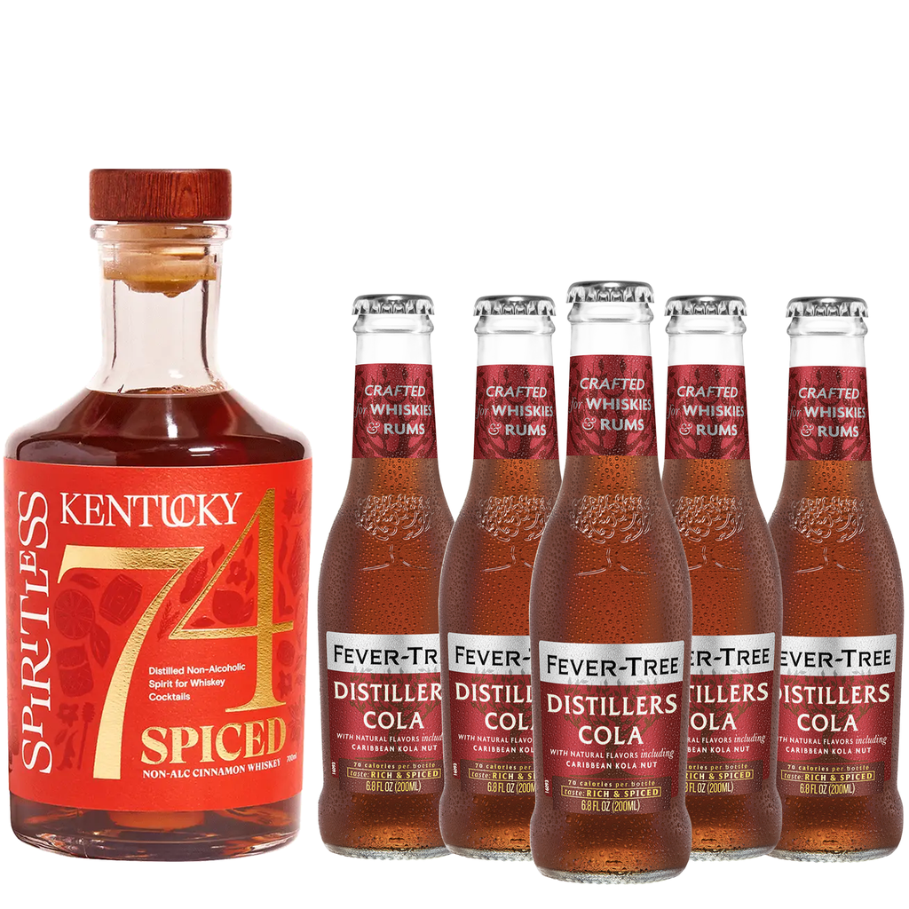 Spiritless Kentucky 74 Spiced Distilled Non-Alcoholic Cinnamon Whiskey Bundle with Fever Tree Distillers Cola Coke and Whiskey - Premium Zero-Proof Bourbon Liquor Spirits for a Refreshing Experience - GoDpsMusic