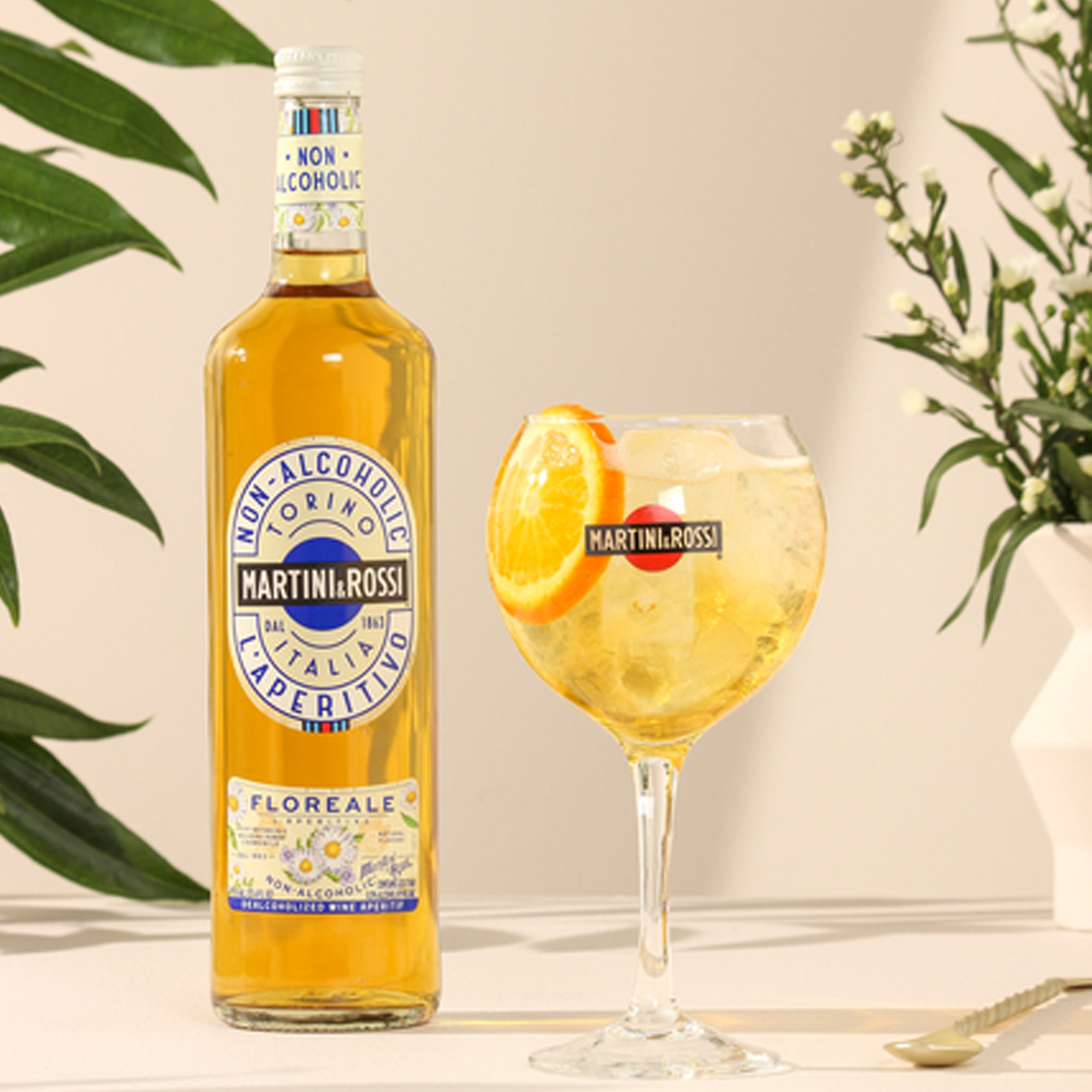 Martini & Rossi Floreale Non-Alcoholic Aperitivo Alcohol Free Drink Herbal  Aperitif Made in Italy | 4 PACK | GoDpsMusic