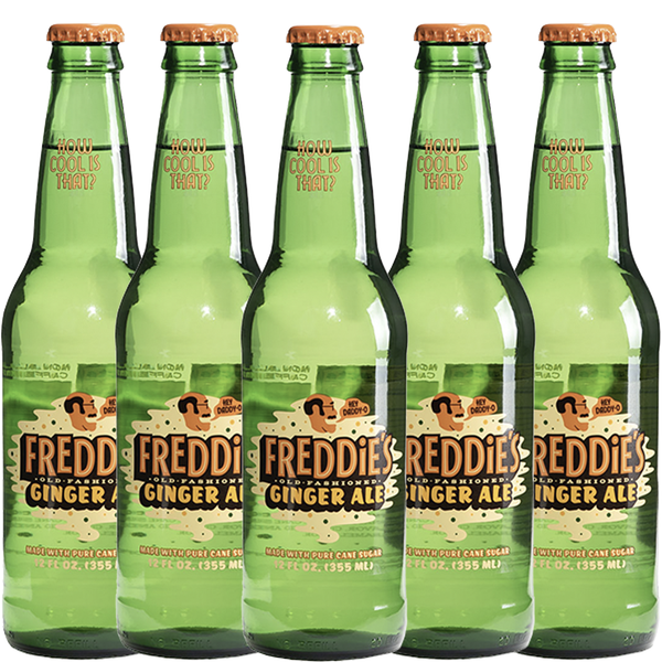 Freddie’s Old Fashioned Soda - Ginger Ale 12oz Bottles - Bright Invigorating Sparkling Flavor