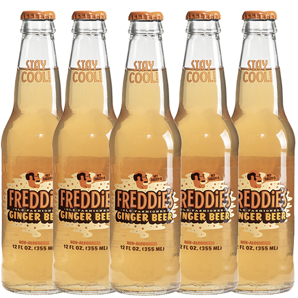 Freddie’s Old Fashioned Soda - Ginger Beer 12oz Bottles - Spicy Ginger Mixed with Brown Sugar Caramelized Sweetness