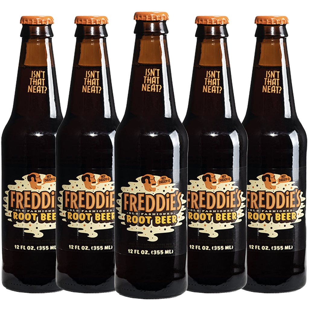 Freddie’s Old Fashioned Soda - Root Beer 12oz Bottles - Made with Natural Herbs, Oil of Birch and Imported Vanilla