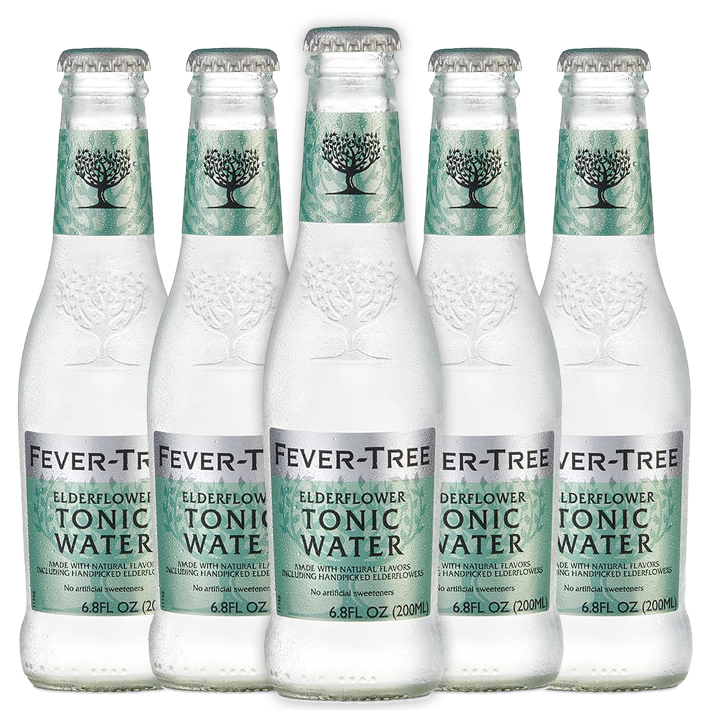 Fever Tree Elderflower Tonic Water - Premium Quality Mixer & Soda - Refreshing Beverage for Cocktails & Mocktails 200ml Cans- Pack of 5 - GoDpsMusic