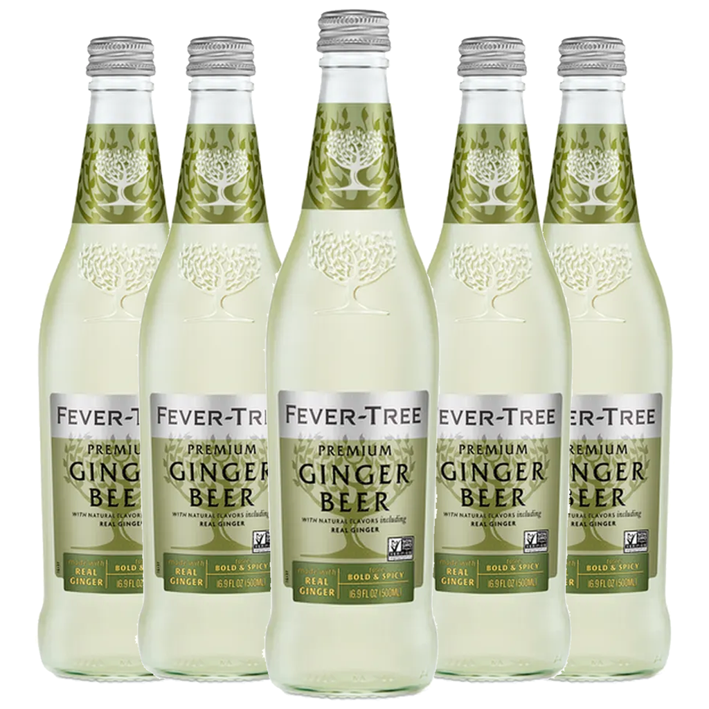 Fever Tree Premium Ginger Beer - Premium Quality Mixer and Soda - Refreshing Beverage for Cocktails & Mocktails 500ml Bottle - Pack of 5 - GoDpsMusic