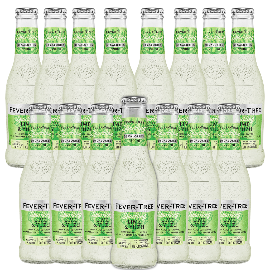 Fever Tree Sparkling Lime and Yuzu - Premium Quality Mixer and Soda - Refreshing Beverage for Cocktails & Mocktails 200ml Bottle - Pack of 15 - GoDpsMusic