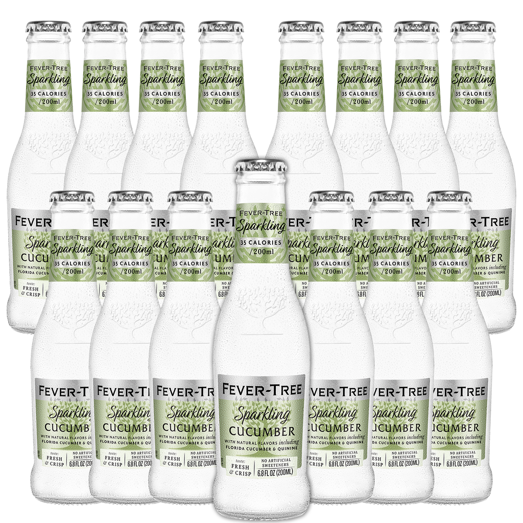 Fever Tree Sparkling Cucumber Tonic - Premium Quality Mixer and Soda - Refreshing Beverage for Cocktails & Mocktails 200ml Bottle - Pack of 15 - GoDpsMusic
