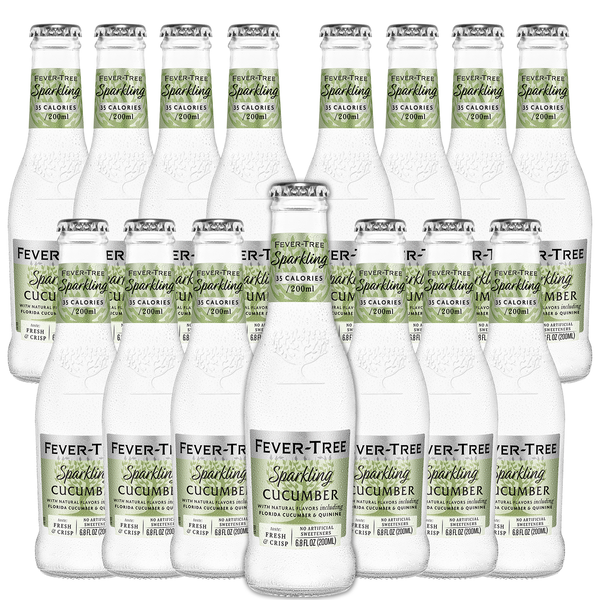 Fever Tree Sparkling Cucumber Tonic - Premium Quality Mixer and Soda - Refreshing Beverage for Cocktails & Mocktails 200ml Bottle - Pack of 15 - GoDpsMusic