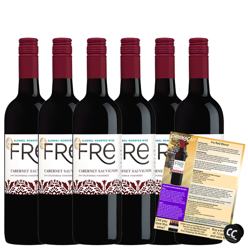 Sutter Home Fre Cabernet Non-Alcoholic Red Wine, Experience Bundle with ChromaCast Pop Socket, Seasonal Wine Pairings & Recipes, 12/750ML, 6-PACK - GoDpsMusic