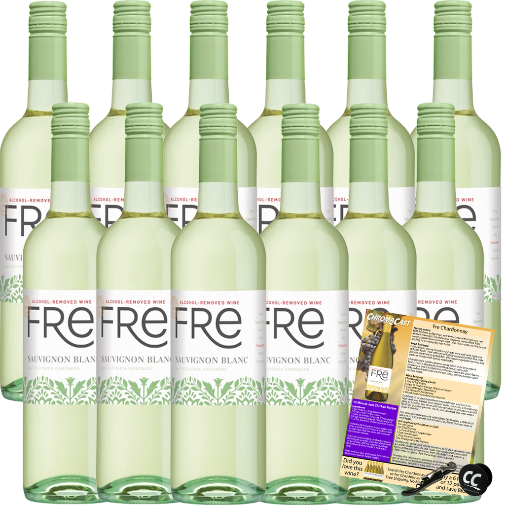 Sutter Home Fre Sauvignon Blanc Non-Alcoholic Wine, Experience Bundle with ChromaCast Pop Socket, Seasonal Wine Pairings & Recipes, 12/750ML, 12-PACK - GoDpsMusic