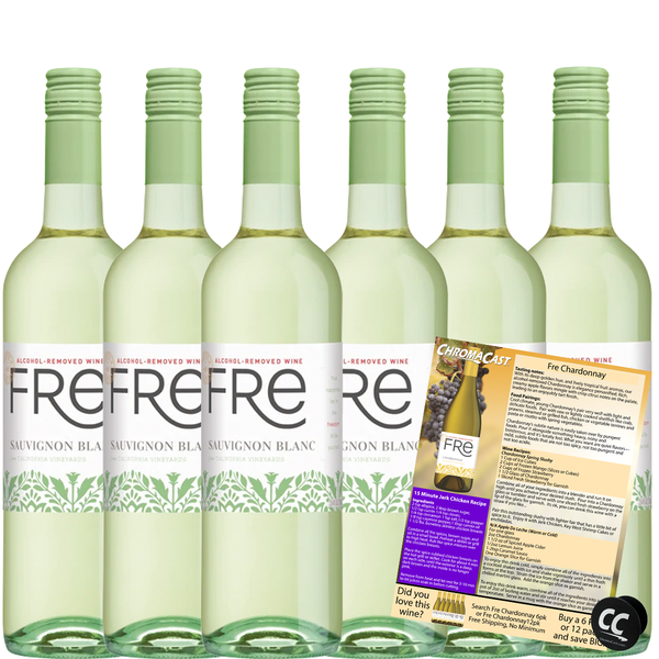 Sutter Home Fre Sauvignon Blanc Non-Alcoholic Wine, Experience Bundle with ChromaCast Pop Socket, Seasonal Wine Pairings & Recipes, 12/750ML, 6-PACK - GoDpsMusic