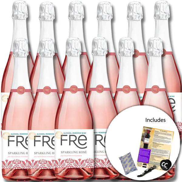Sutter Home Fre Sparkling Rosé Non-Alcoholic Wine, Experience Bundle with ChromaCast Pop Socket, Seasonal Wine Pairings & Recipes, 12/750ML, 12-PACK - GoDpsMusic