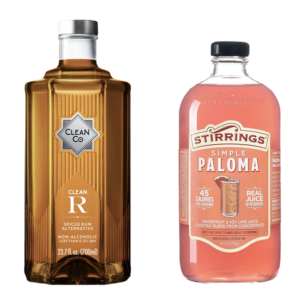 Clean Co Non-Alcoholic Rum Alternative 700ml Bottle - | with Premium Quality Stirrings Stirrings Simple Paloma Cocktail Mix 750ml Bottles