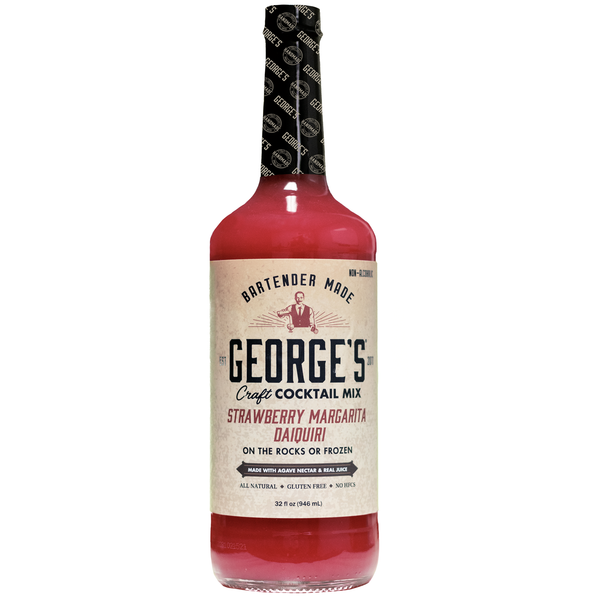 George’s Beverage Company Strawberry Daiquiri/Margarita Mix - 1L Bottle - Gluten Free, All Natural Mixer