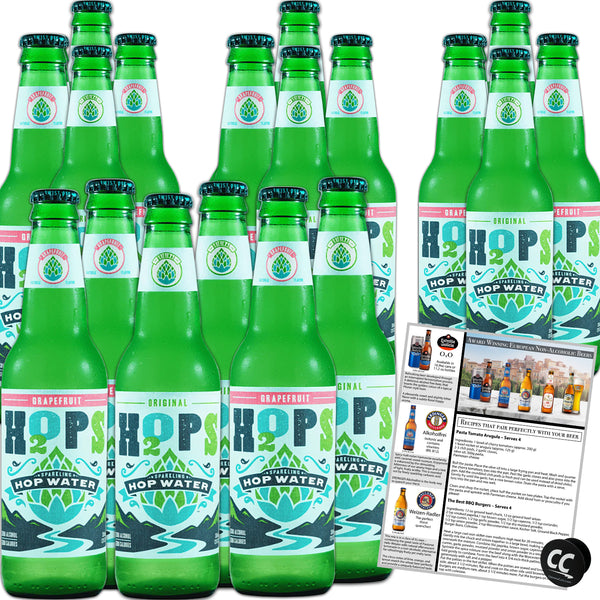 H2OPS Sparkling Hop Water -Original & Grapefruit 18PK- Variety Pack, 0 Alcohol, 0 Calorie, (18 Pack Glass Bottles) Craft Brewed, Premium Hops, Lightly Carbonated, Gluten Free, Unsweetened, NA Beer - GoDpsMusic