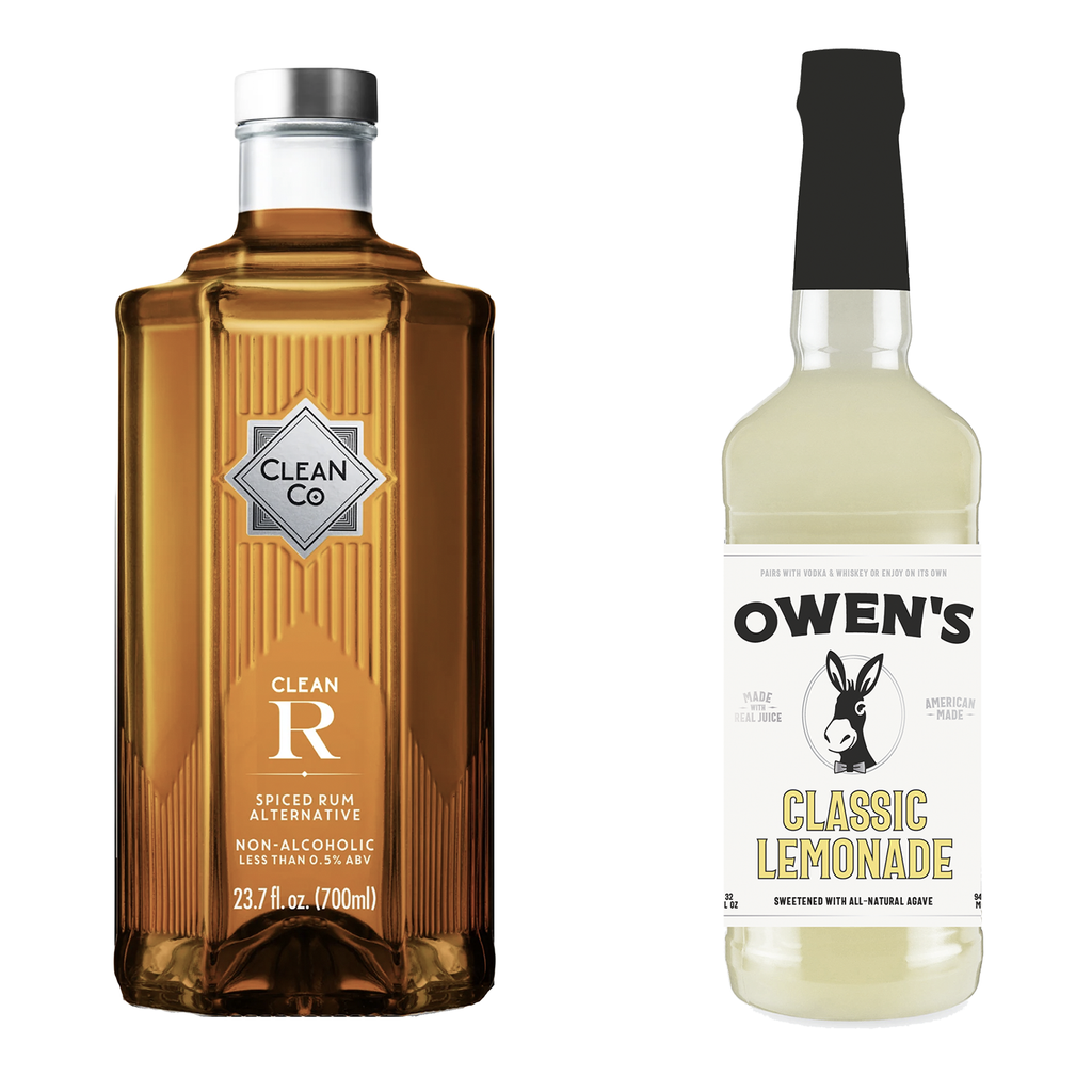 Clean Co Non-Alcoholic Rum Alternative 700ml Bottle | with Premium Quality Owens Classic Lemonade 750ml