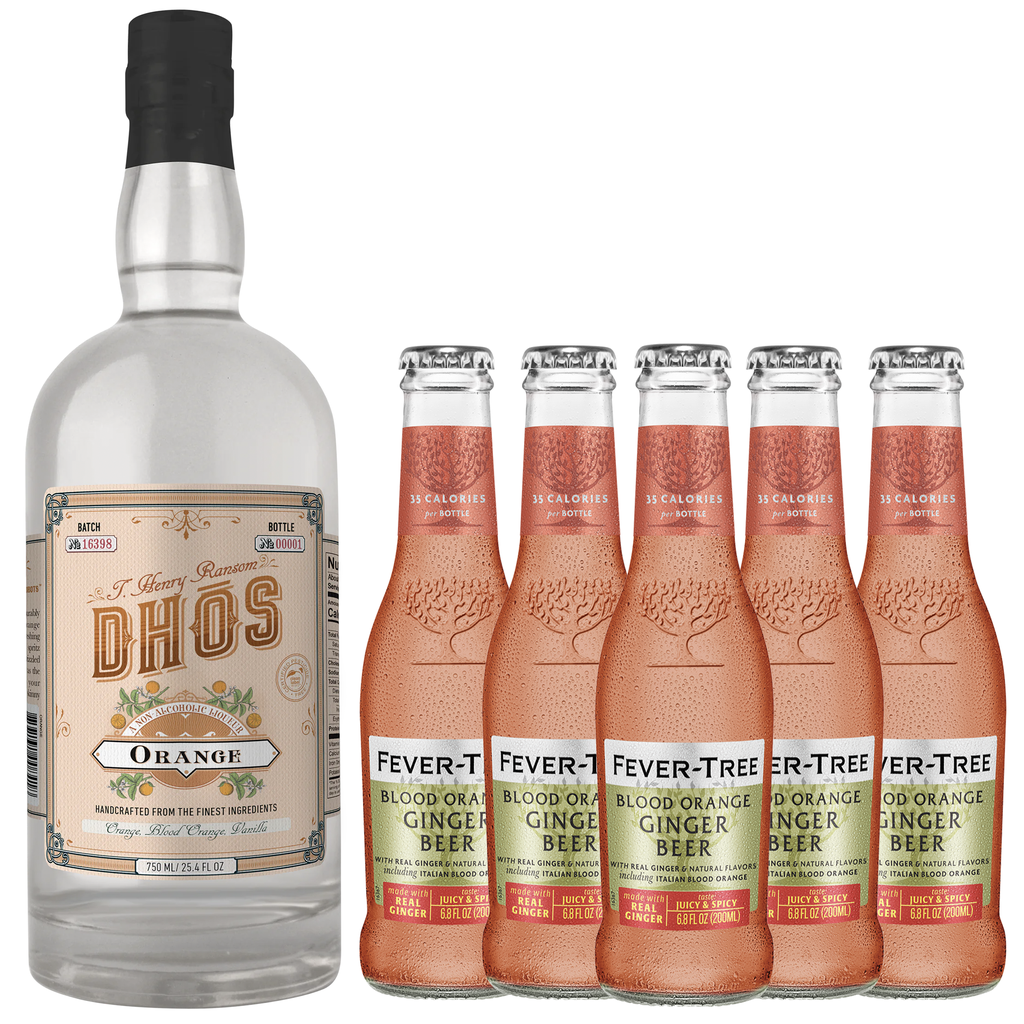 Dhōs Handcrafted Non-Alcoholic Orange Liqueur with Fever Tree Blood Orange Ginger Beer - Keto-Friendly, Zero Sugar, Zero Calories, Zero Proof - 750 ML - Perfect for Mocktails - Made in USA - GoDpsMusic