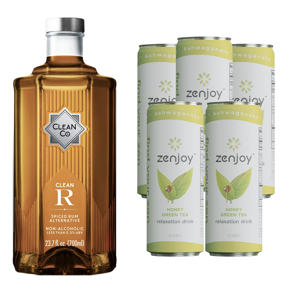 Clean Co Non-Alcoholic Rum Alternative 700ml Bottle - | with Premium Quality Zenjoy Honey Green Tea Relaxation