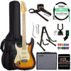 Sawtooth Left-Handed Sunburst ES Series Electric Guitar w/ Vanilla Cream Pickguard - Includes: Accessories, Amp & Gig Bag