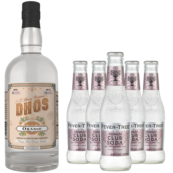 Dhōs Handcrafted Non-Alcoholic Orange Liqueur with Fever Tree Club Soda - Keto-Friendly, Zero Sugar, Zero Calories, Zero Proof - 750 ML - Perfect for Mocktails - Made in USA - GoDpsMusic