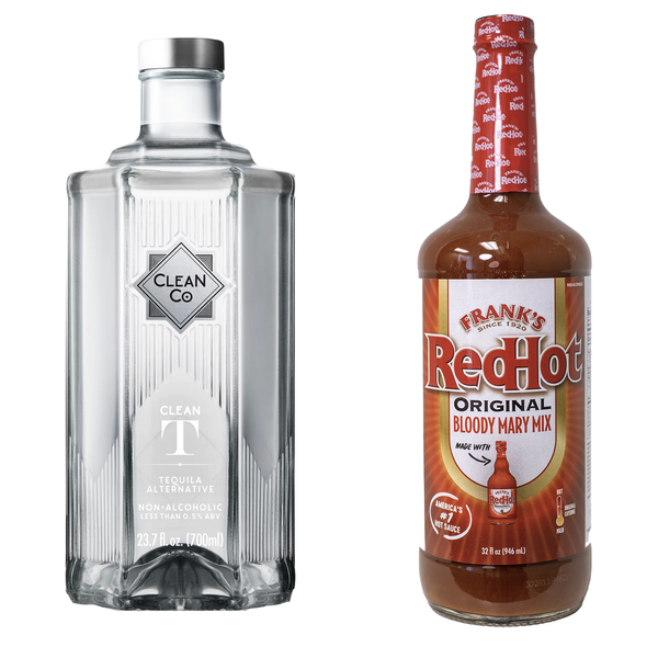 Clean Co Non-Alcoholic Tequila Alternative 700ml Bottle - | with Premium Quality Franks Red Hot 32OZ