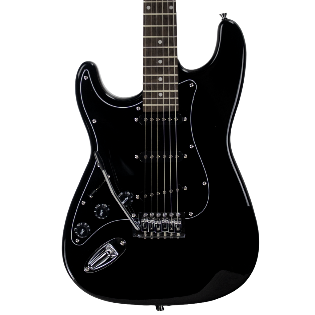 Sawtooth ES Alder Series Left-Handed Electric Guitar, Black with Black Pickguard