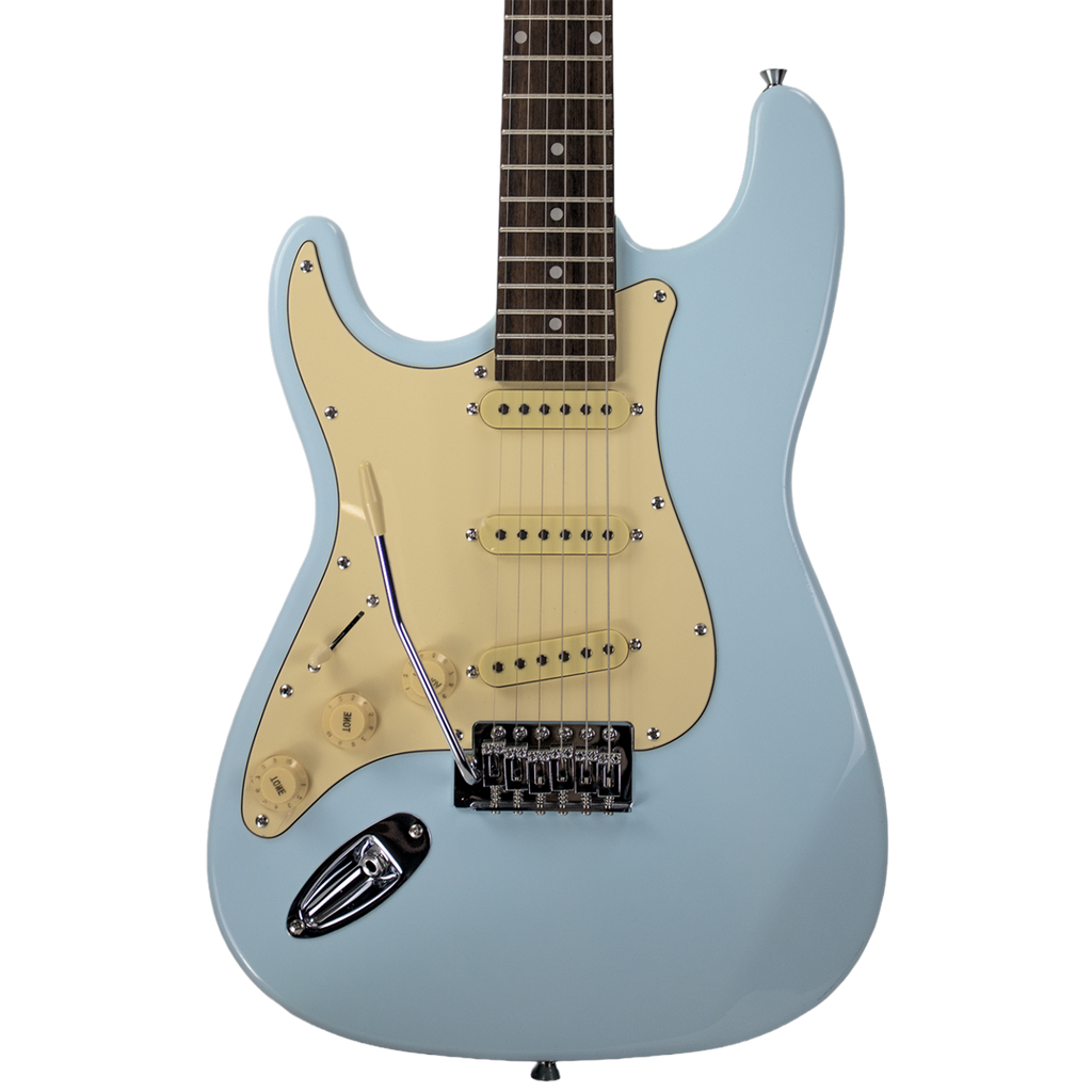 Sawtooth ES Alder Series Left-Handed Electric Guitar, Ice Blue with Vintage Pickguard