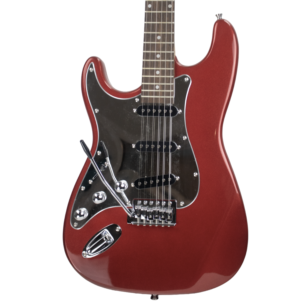 Sawtooth ES Alder Series Left-Handed Electric Guitar, Red Metallic w Mirrored Pickguard