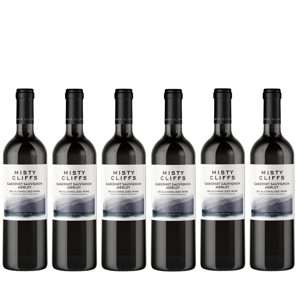 Misty Cliffs Non-Alcoholic Cabernet Sauvignon & Merlot - Premium Dealcoholized Red Wine from the Stellenbosch Region, South Africa | 6 PACK - GoDpsMusic
