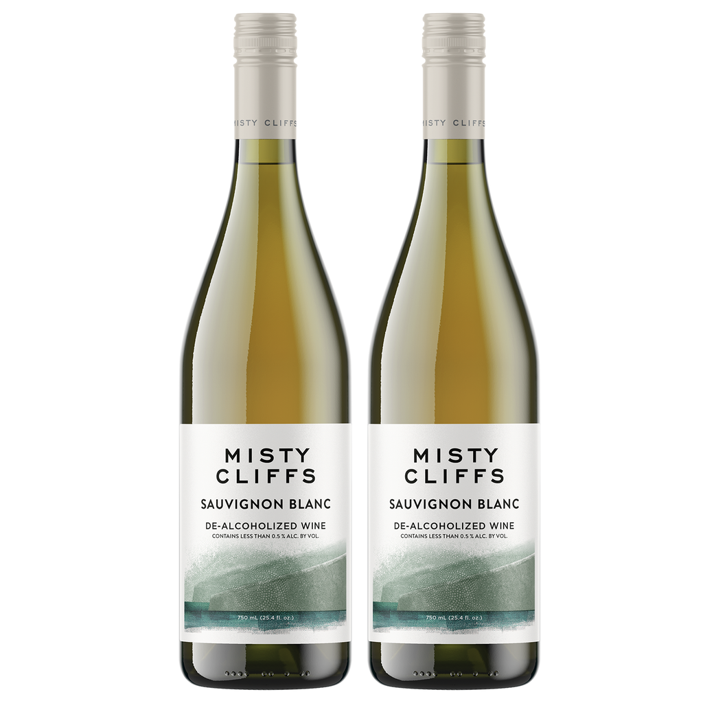 Misty Cliffs Non-Alcoholic Sauvignon Blanc - Premium Dealcoholized White Wine from The Coastal Region, South Africa | 2 PACK - GoDpsMusic