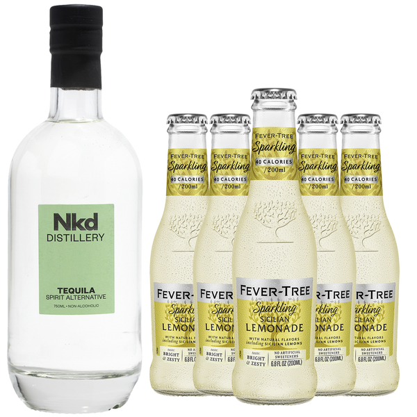 Nkd Distillery Tequila with Fever Tree Sicilian Lemonade Alternative Premium Non-Alcoholic Spirit - Zero Alcohol - Perfect Margarita or Paloma Alcohol Free Substitute - GoDpsMusic