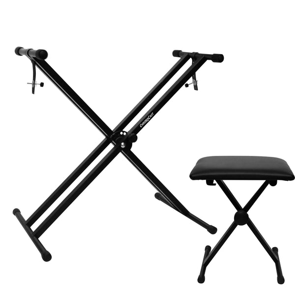 ChromaCast Universal Padded Piano Seat w/ Double Braced Electronic Keyboard Stand - GoDpsMusic