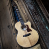 Sawtooth Solid Spruce Top Left-Handed Jumbo Cutaway 12 String Acoustic Electric Guitar with Flame Maple Back and Sides - GoDpsMusic
