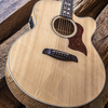 Sawtooth Solid Spruce Top Left-Handed Jumbo Cutaway 6 String Acoustic Electric Guitar with Flame Maple Back and Sides - GoDpsMusic
