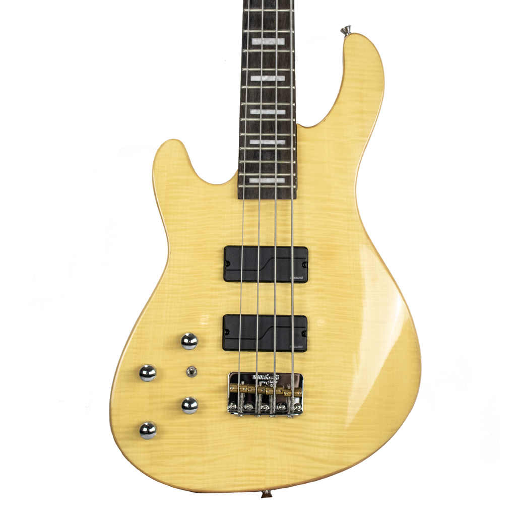 Sawtooth Mod24 Series Left Handed Natural Flame Maple 24 Fret Electric Bass Guitar w Fishman Fluence Pickups and Padded Gig Bag - GoDpsMusic