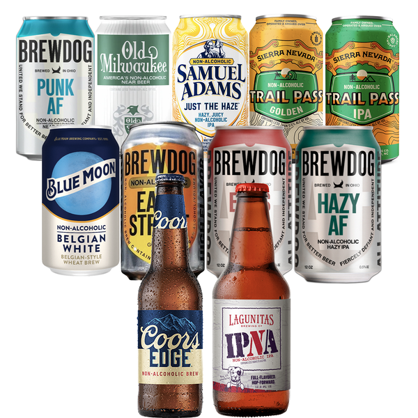 American Non-Alcoholic Beer Sampler Pack – Includes Blue Moon, Brewdog, Old Milwaukee, Sam Adams, Sierra Nevada, Coors, and Lagunitas – Premium Alcohol-Free Beers from Top U.S. Breweries