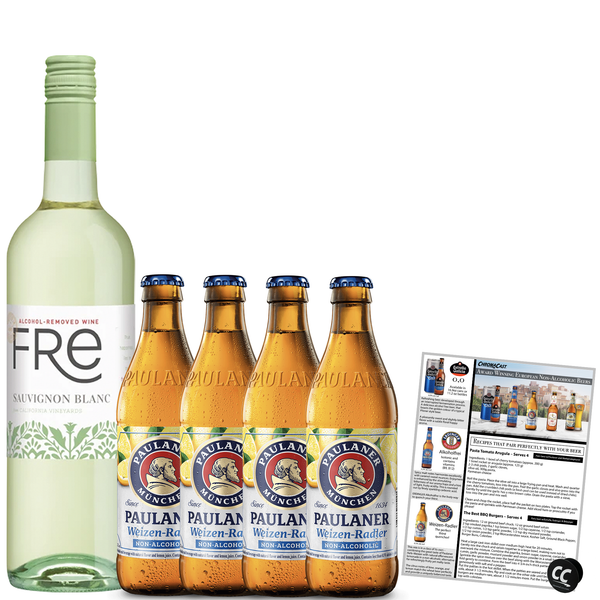 Non Alcoholic Beer and Wine 5 Pack Paulaner Weizen Radler and Fre Sauvignon Blanc Business & Holiday Gift Ideas Sampler Pack - GoDpsMusic