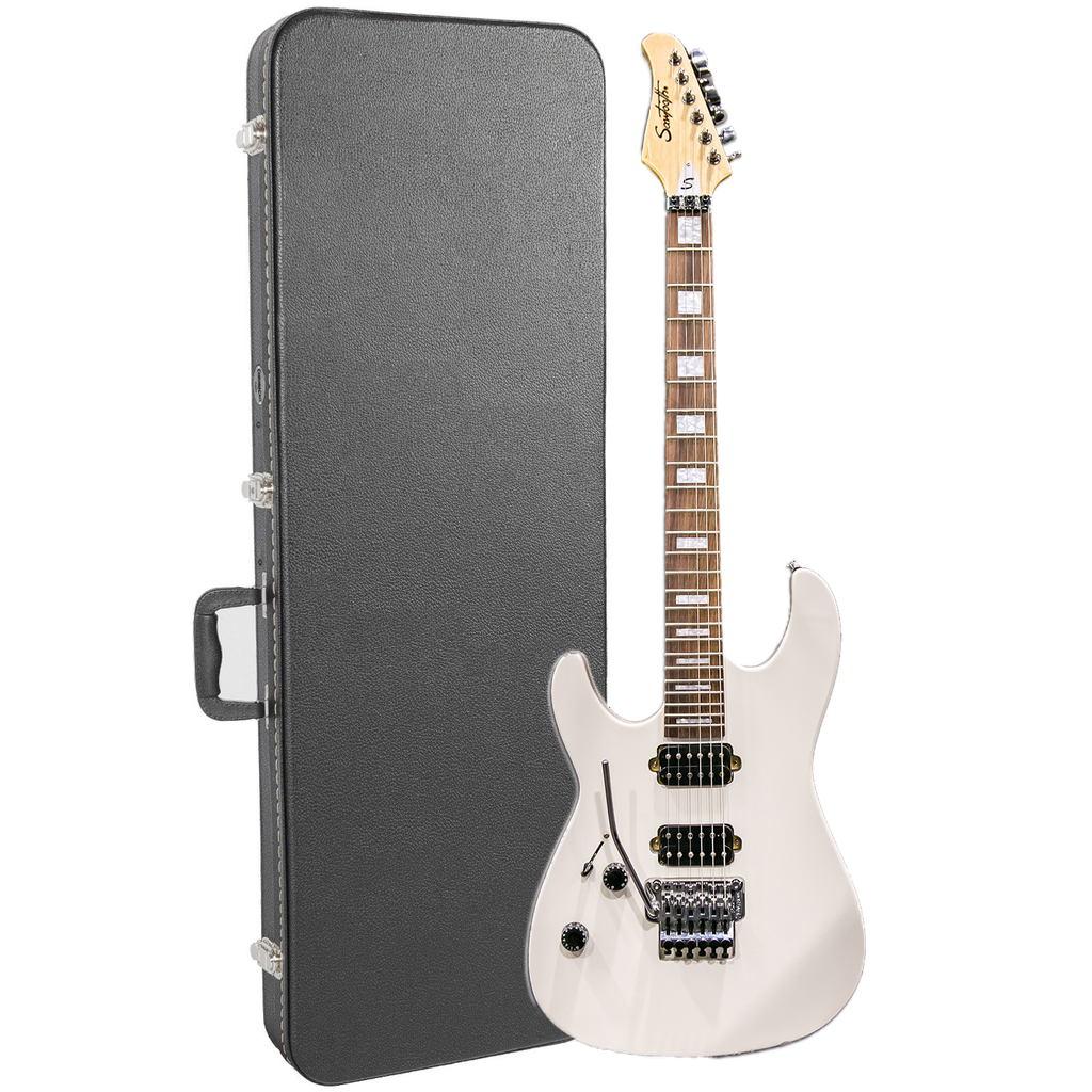 Sawtooth ST-M24 Left-Handed Electric Guitar with German Floyd Rose, Satin White with Hard Case