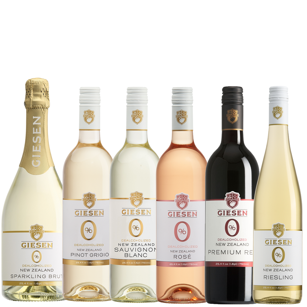 Giesen Non-Alcoholic Wine 6-Pack: Sparkling Brut, Pinot Grigio, Riesling, Sauvignon Blanc, Premium Red, and Rosé - Exceptional Dealcoholized Wine Collection - GoDpsMusic