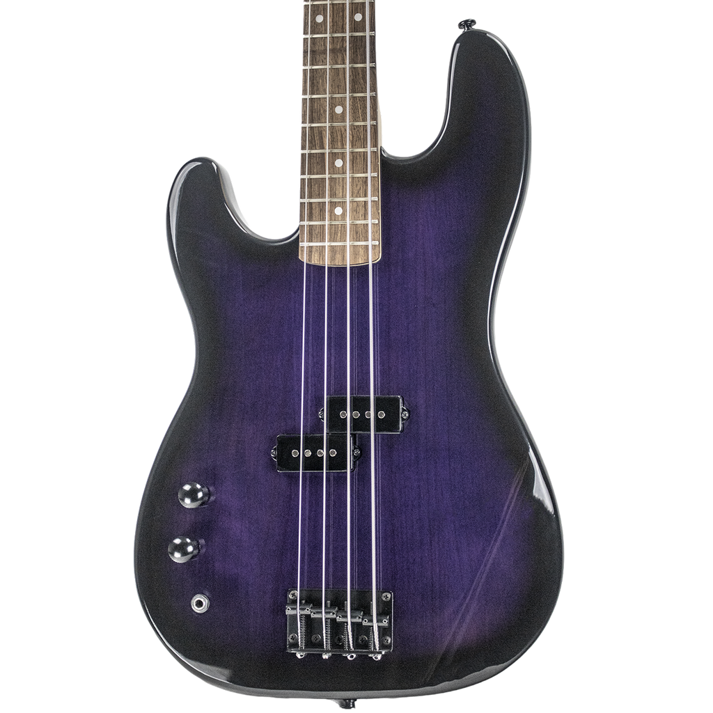 Sawtooth EP Series Left-Handed Alder Electric Bass Guitar, Trans Purple