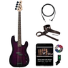 Sawtooth EP Series Electric Bass Guitar with Accessories, Transparent Purple