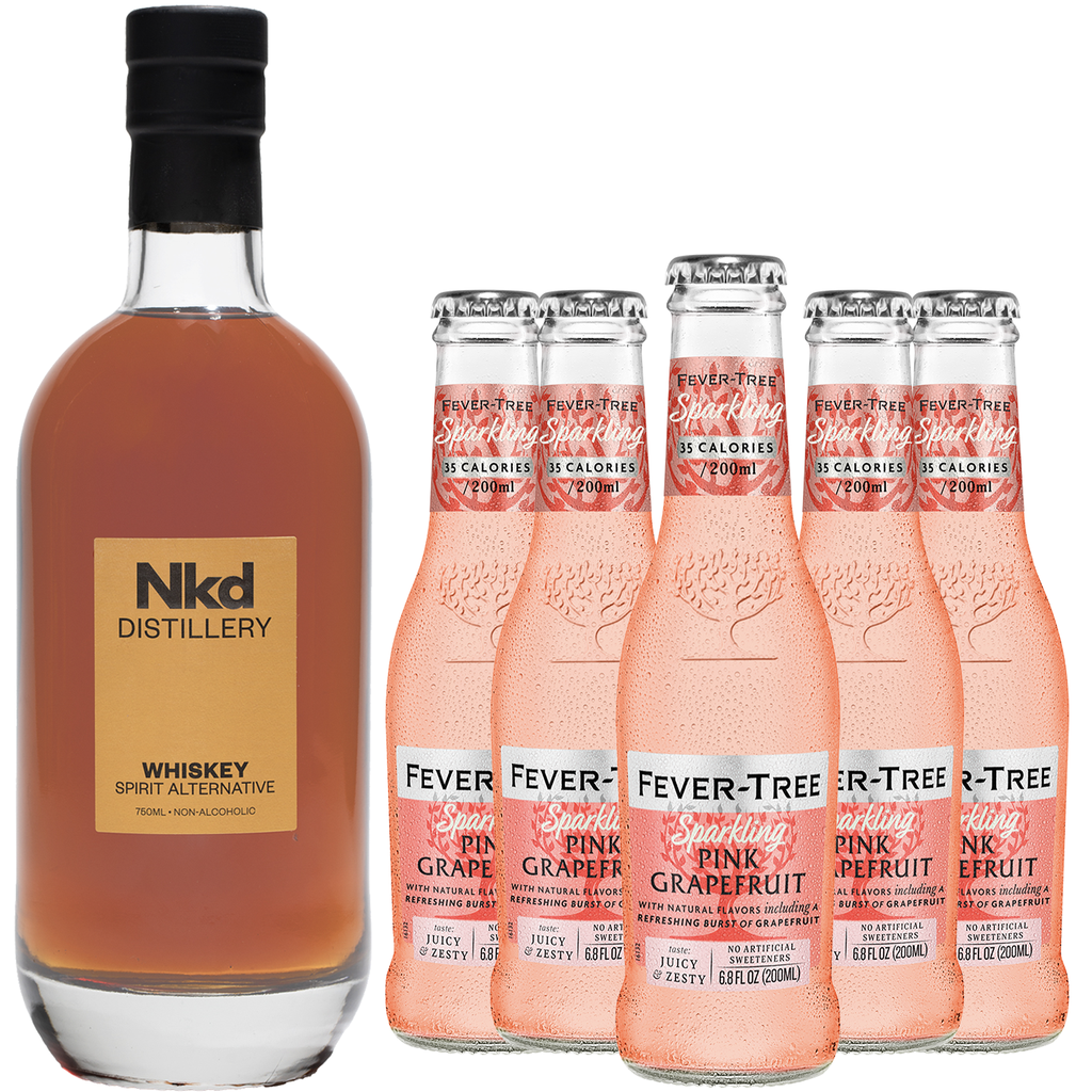 Nkd Distillery Whiskey with Fever Tree Pink Grapefruit Pack Alternative Premium Non-Alcoholic Spirit - Zero Alcohol - Perfect Bourbon & Coke or Manhattan Alcohol Free Substitute - GoDpsMusic