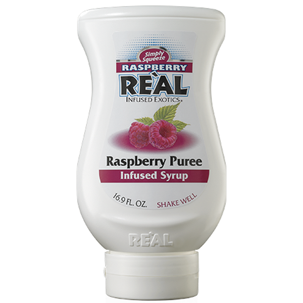 Reàl Infused Exotics Simply Squeeze Raspberry Infused Syrup 16.9oz Bottle for Mixologists, Chefs, Cooks