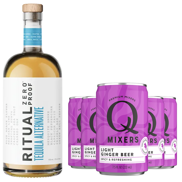 Ritual Zero Non-Alcoholic Tequila Alternative with Q Mixers Light Ginger Beer for your favorite Alcohol-Free Mixed Drink - GoDpsMusic