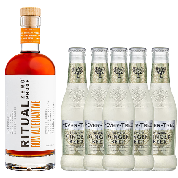 Ritual Zero Non-Alcoholic Rum Alternative with Fever Tree Ginger Beer for your favorite Alcohol-Free Mixed Drink